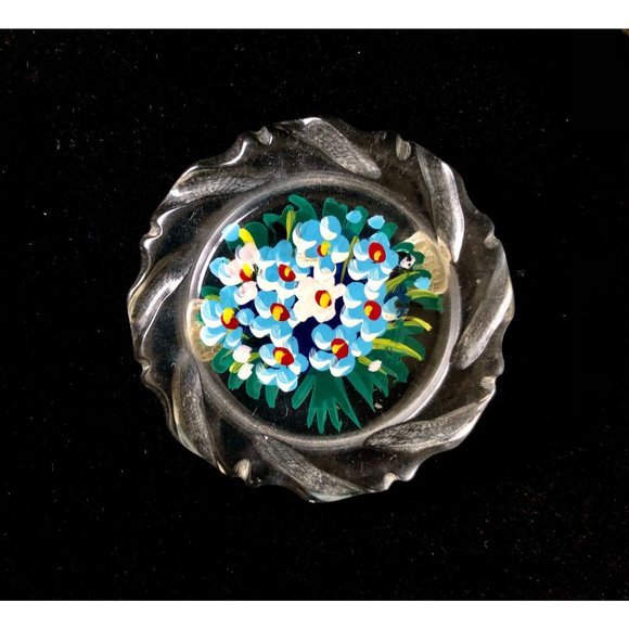 Vintage 1940's Celluloid Handpainted Flower Brooch - Picture 1 of 5